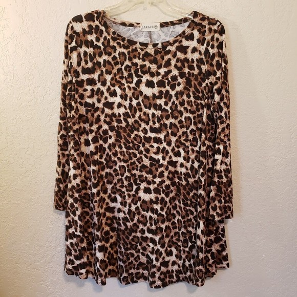 Larace Women's Leopard Print Swing Tunic Sz Medium - Picture 1 of 8